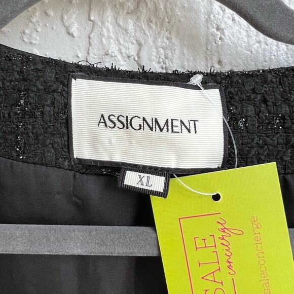 Assignment Bianca cropped tweed jacket blazer black silver XL - Picture 6 of 9